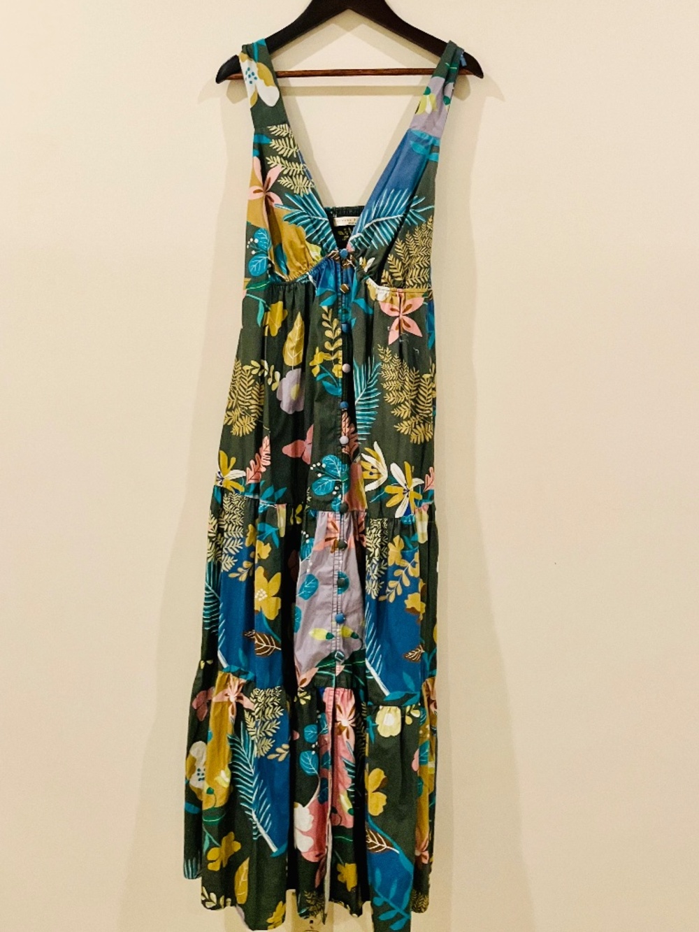 Wayward Fancies Maxi Sundress All Cotton Tropical Print M